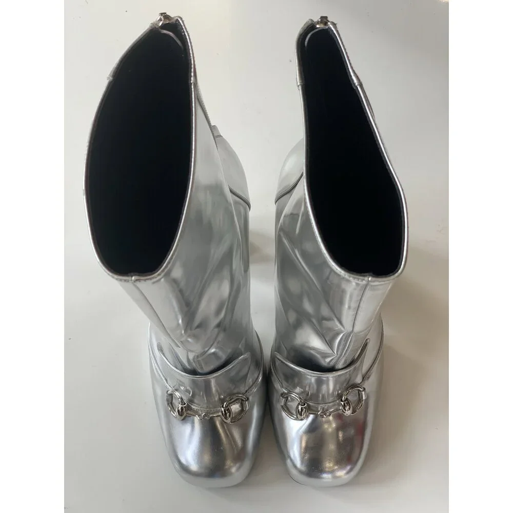 Gucci Silver Patent Leather Boots RUNS SMALL - Picture 7 of 8